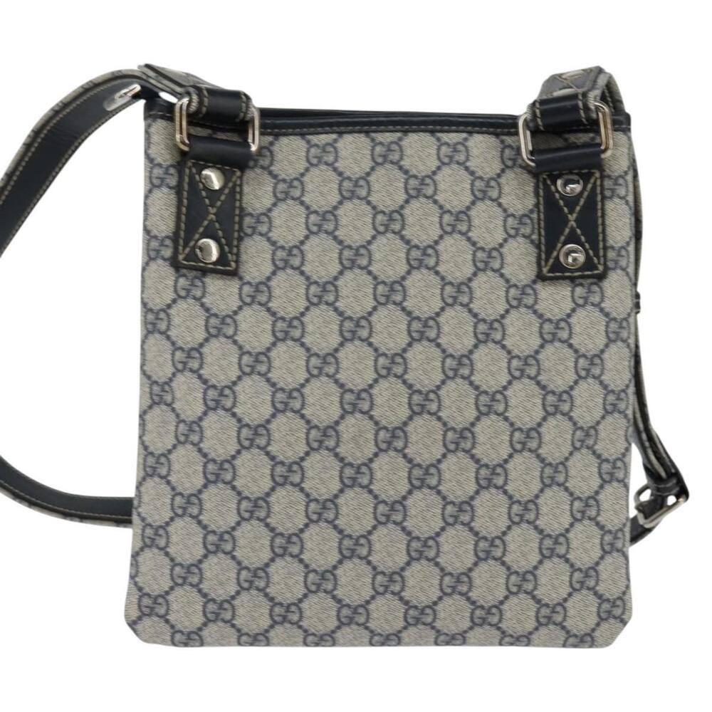 GUCCI GG Supreme Sherry Line Shoulder Bag PVC Navy Silver 246413 Auth 150735 - Picture 2 of 16